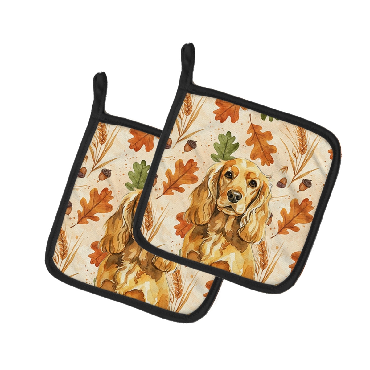 Picture of Carolines Treasures WDK7818PTHD 7.5 x 7.5 in. Golden English Cocker Spaniel Heirloom Fall Pair of Pot Holders