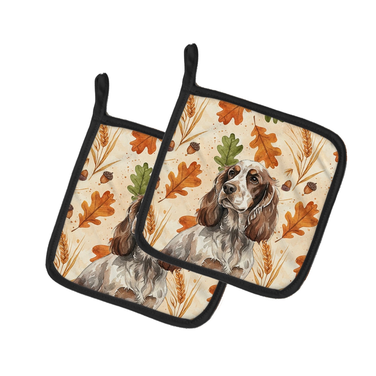 Picture of Carolines Treasures WDK7821PTHD 7.5 x 7.5 in. Liver Roan English Cocker Spaniel Heirloom Fall Pair of Pot Holders