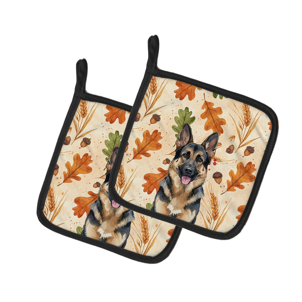 Picture of Carolines Treasures WDK7846PTHD 7.5 x 7.5 in. German Shepherd Heirloom Fall Pair of Pot Holders