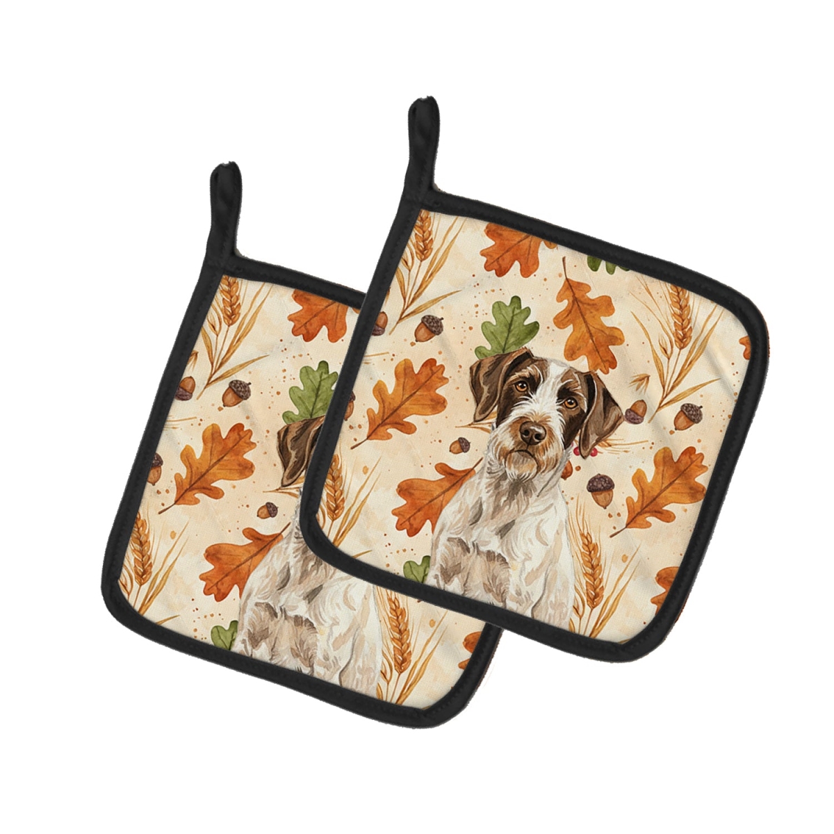 Picture of Carolines Treasures WDK7849PTHD 7.5 x 7.5 in. Liver & White German Wirehaired Pointer Heirloom Fall Pair of Pot Holders
