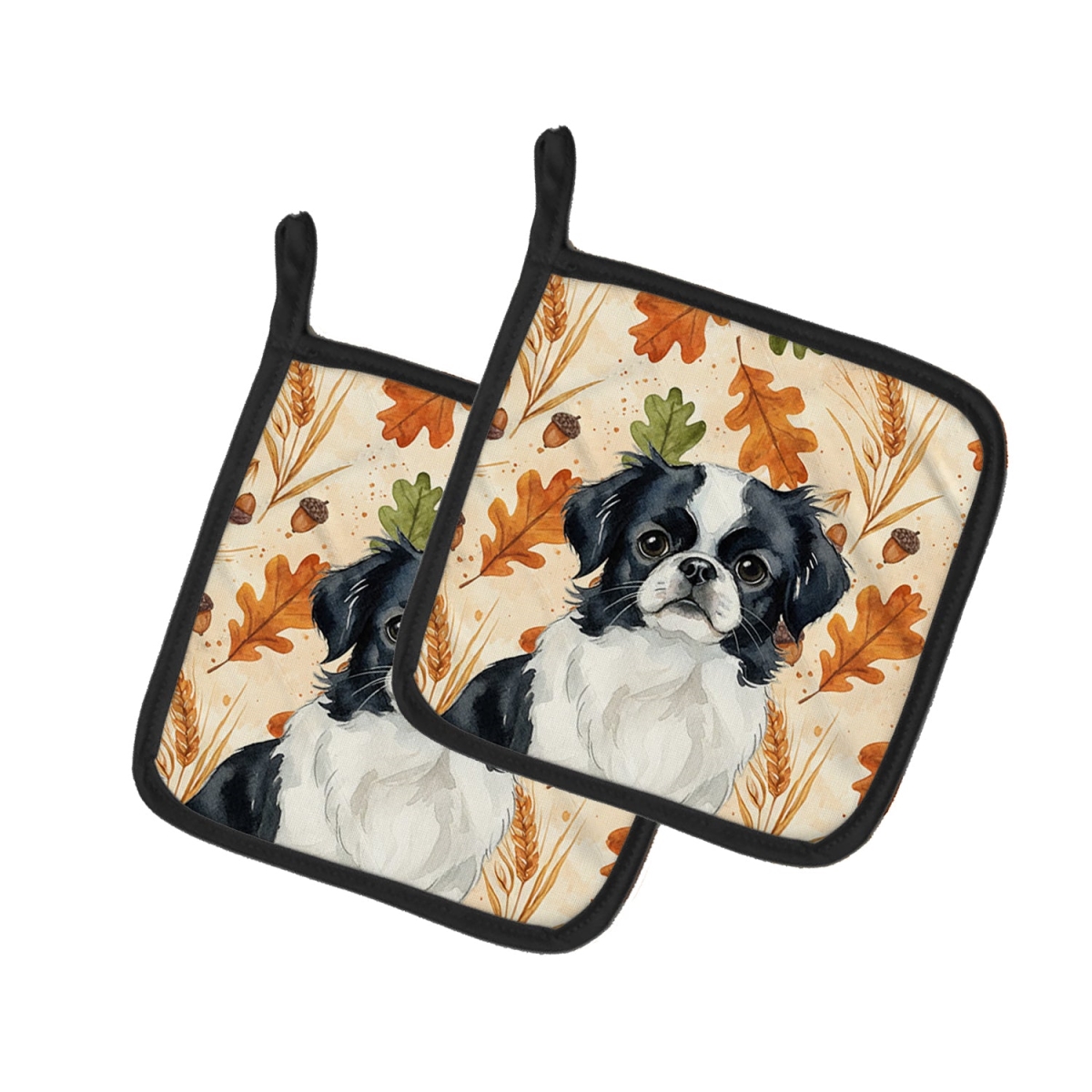 Picture of Carolines Treasures WDK7885PTHD 7.5 x 7.5 in. Black & White Japanese Chin Heirloom Fall Pair of Pot Holders