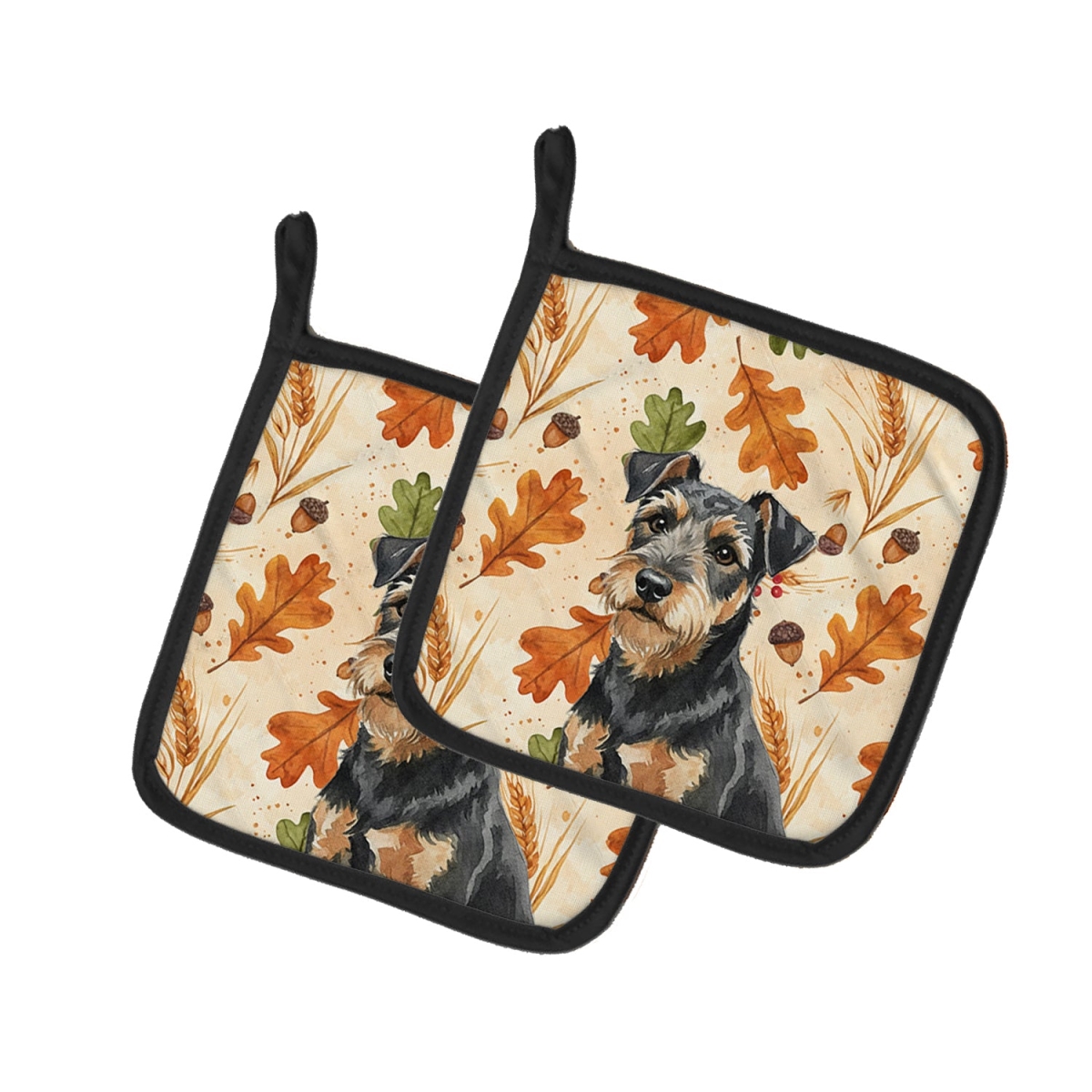 Picture of Carolines Treasures WDK7896PTHD 7.5 x 7.5 in. Black & Tan Lakeland Terrier Heirloom Fall Pair of Pot Holders
