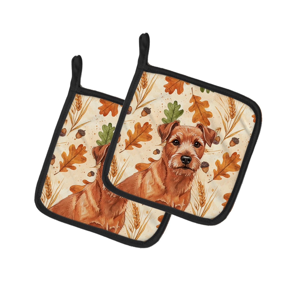 Picture of Carolines Treasures WDK7930PTHD 7.5 x 7.5 in. Red Norfolk Terrier Heirloom Fall Pair of Pot Holders