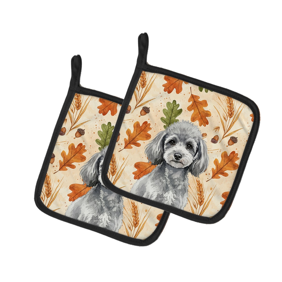 Picture of Carolines Treasures WDK7976PTHD 7.5 x 7.5 in. Toy Silver Poodle Heirloom Fall Pair of Pot Holders