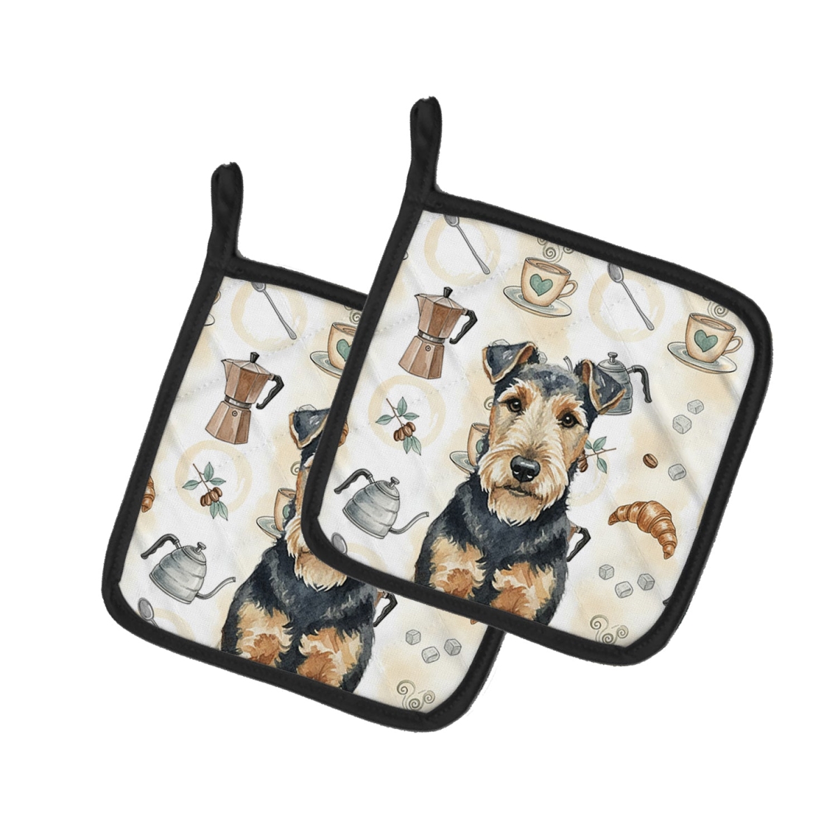 Picture of Carolines Treasures WDK7649PTHD 7.5 x 7.5 in. Welsh Terrier Coffee Bar Pair of Pot Holders