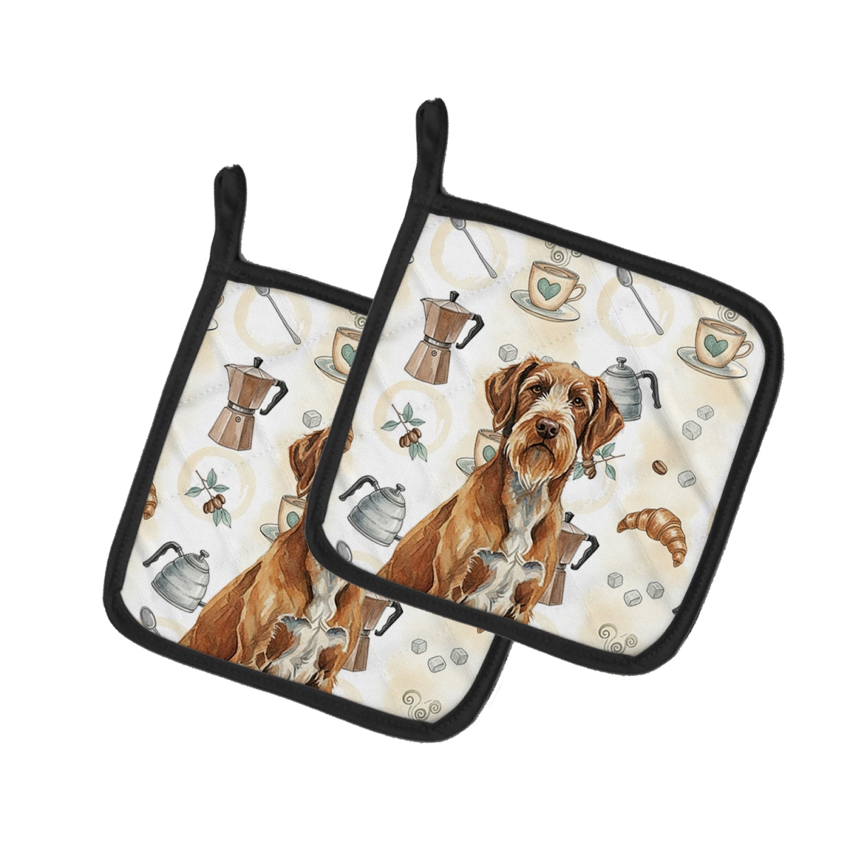 Picture of Carolines Treasures WDK7658PTHD 7.5 x 7.5 in. Wirehaired Pointing Griffon Coffee Bar Pair of Pot Holders
