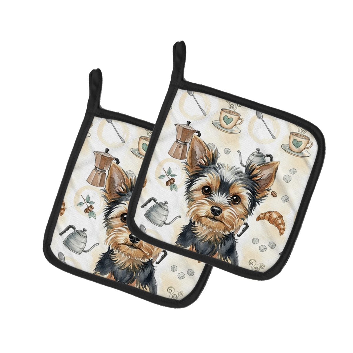 Picture of Carolines Treasures WDK7663PTHD 7.5 x 7.5 in. Black & Tan Yorkshire Terrier Coffee Bar Pair of Pot Holders
