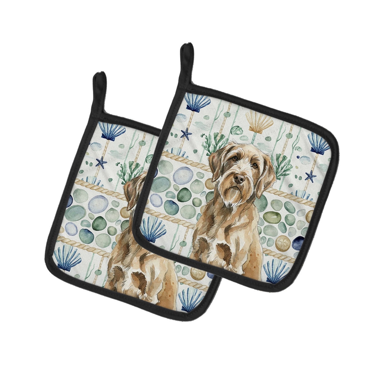 Picture of Carolines Treasures WDK7227PTHD 7.5 x 7.5 in. Spin-one Italiano Coastal Sea Glass Pair of Pot Holders