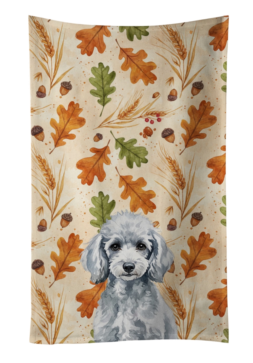 WDK7967KTWL 25 x 15 in. Miniature Silver Poodle Heirloom Fall Kitchen Towel