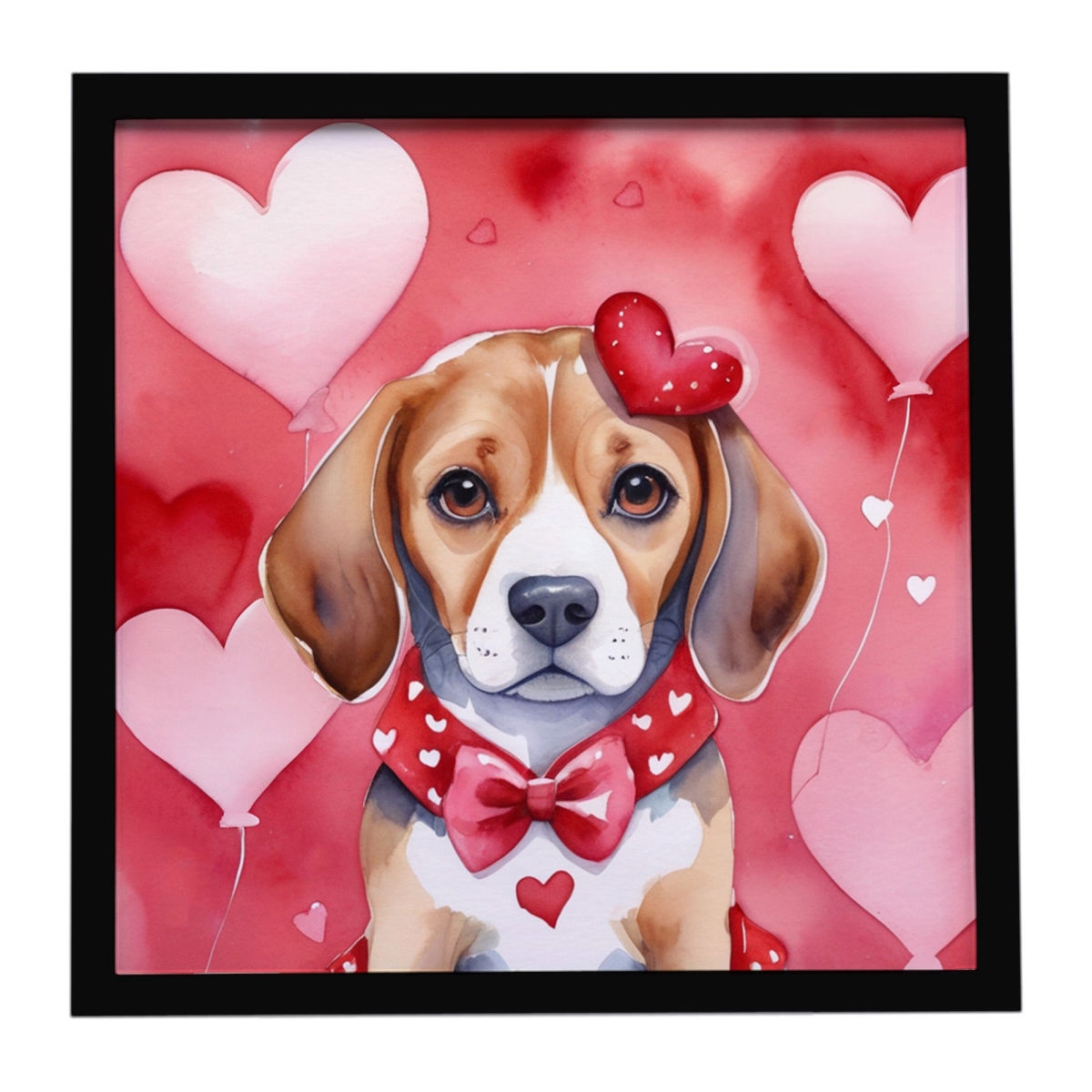 DAC5275MFP88 8 x 8 in. Beagle My Valentine Framed Metal Print