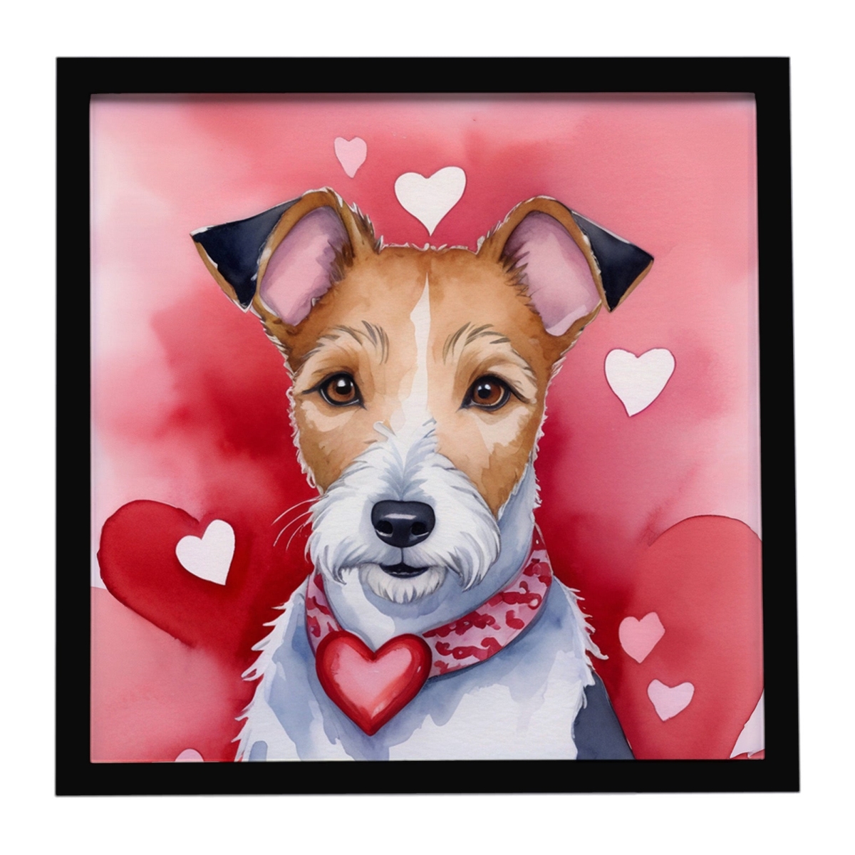 DAC5342MFP88 8 x 8 in. Fox Terrier My Valentine Framed Metal Print