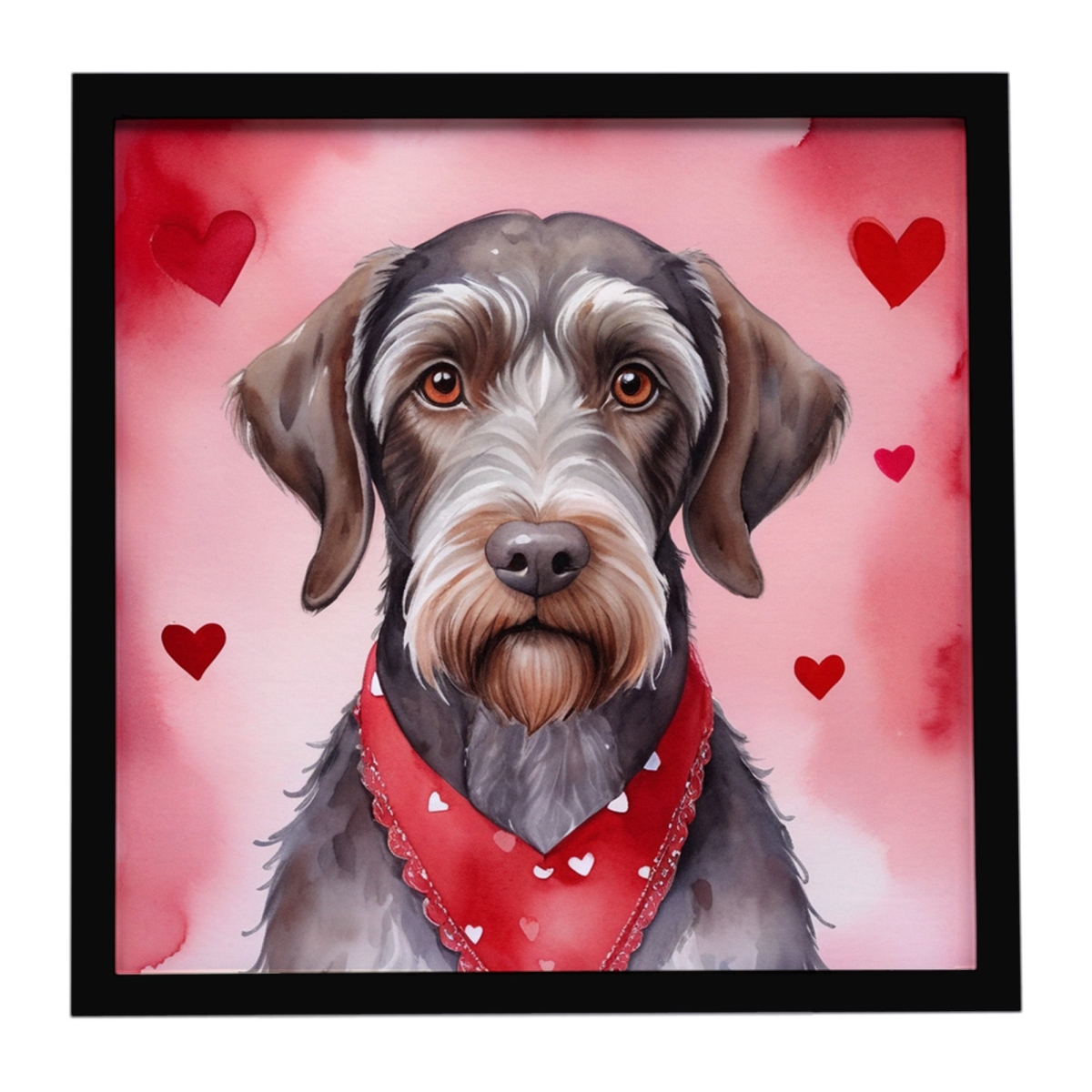DAC5350MFP88 8 x 8 in. German Wirehaired Pointer My Valentine Framed Metal Print