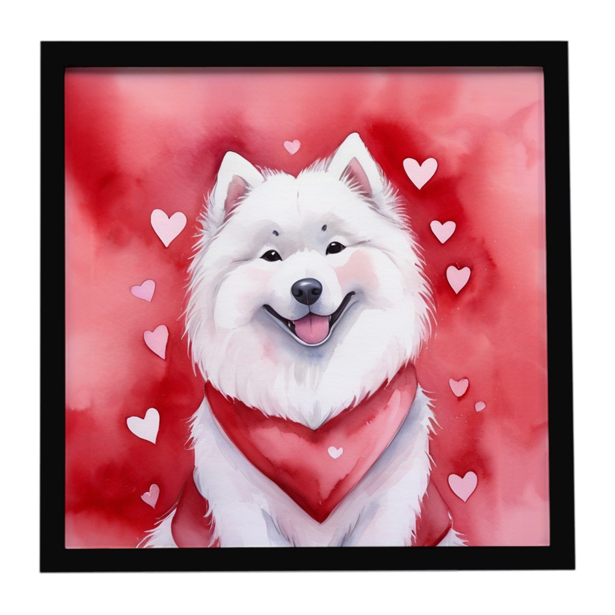 DAC5432MFP88 8 x 8 in. Samoyed My Valentine Framed Metal Print