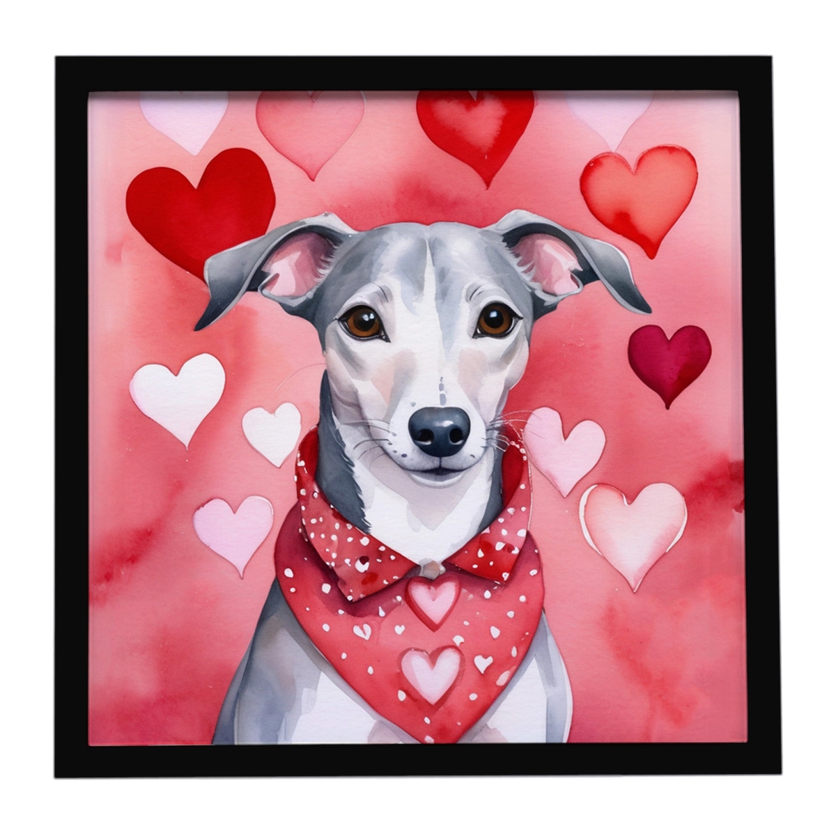 DAC5461MFP88 8 x 8 in. Whippet My Valentine Framed Metal Print