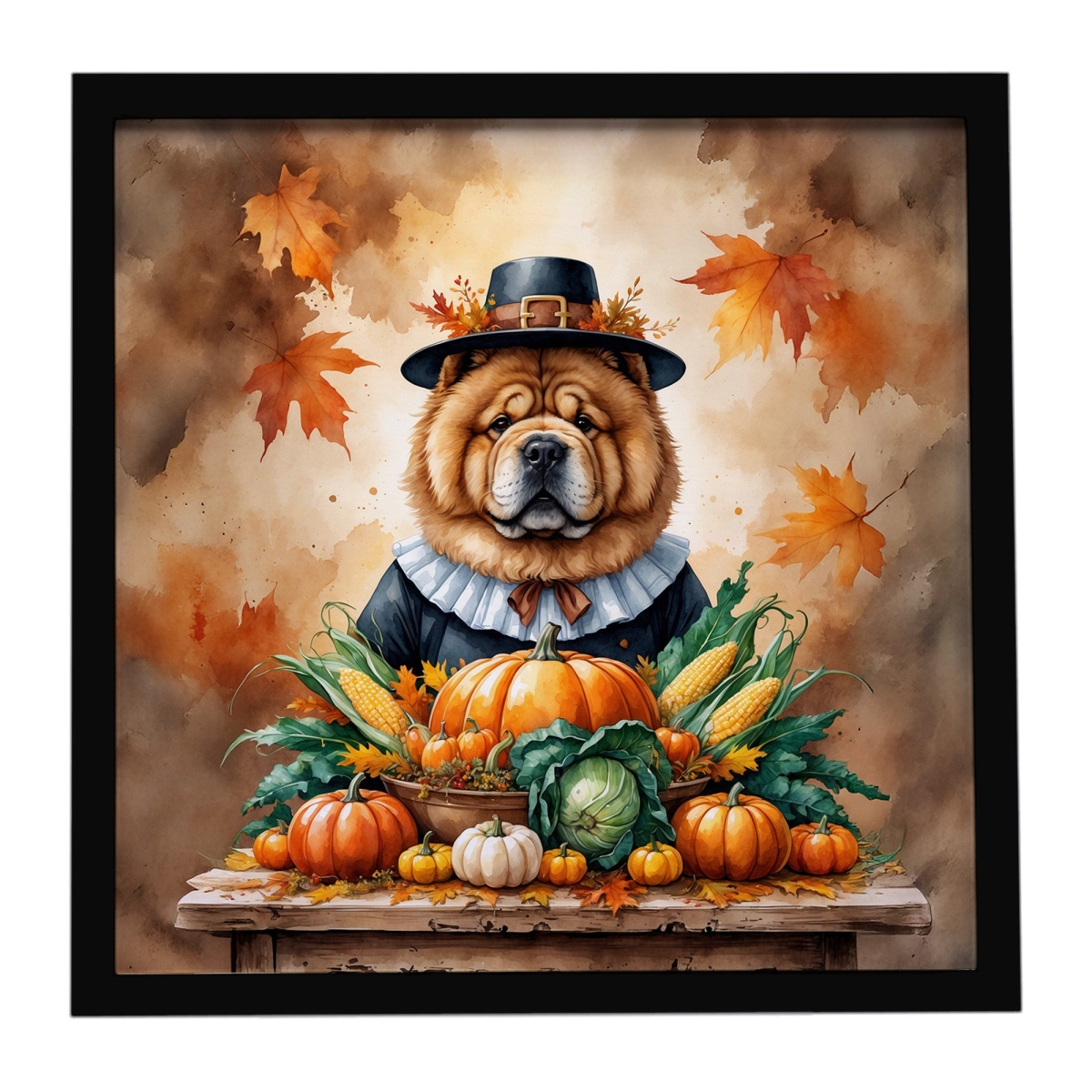 DAC8309MFP88 8 x 8 in. Chow-Chow Thanksgiving Framed Metal Print