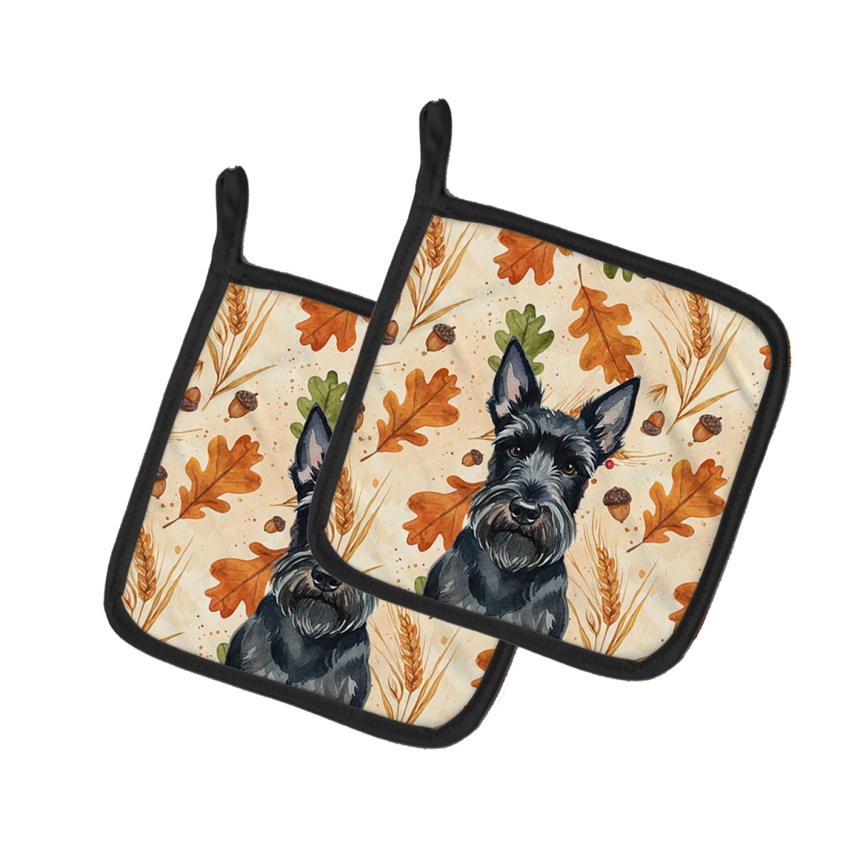 Picture of Carolines Treasures WDK8005PTHD 7.5 x 7.5 in. Scottish Terrier Heirloom Fall Pair of Pot Holders