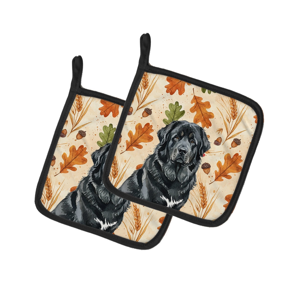 Picture of Carolines Treasures WDK8035PTHD 7.5 x 7.5 in. Black Tibetan Mastiff Heirloom Fall Pair of Pot Holders
