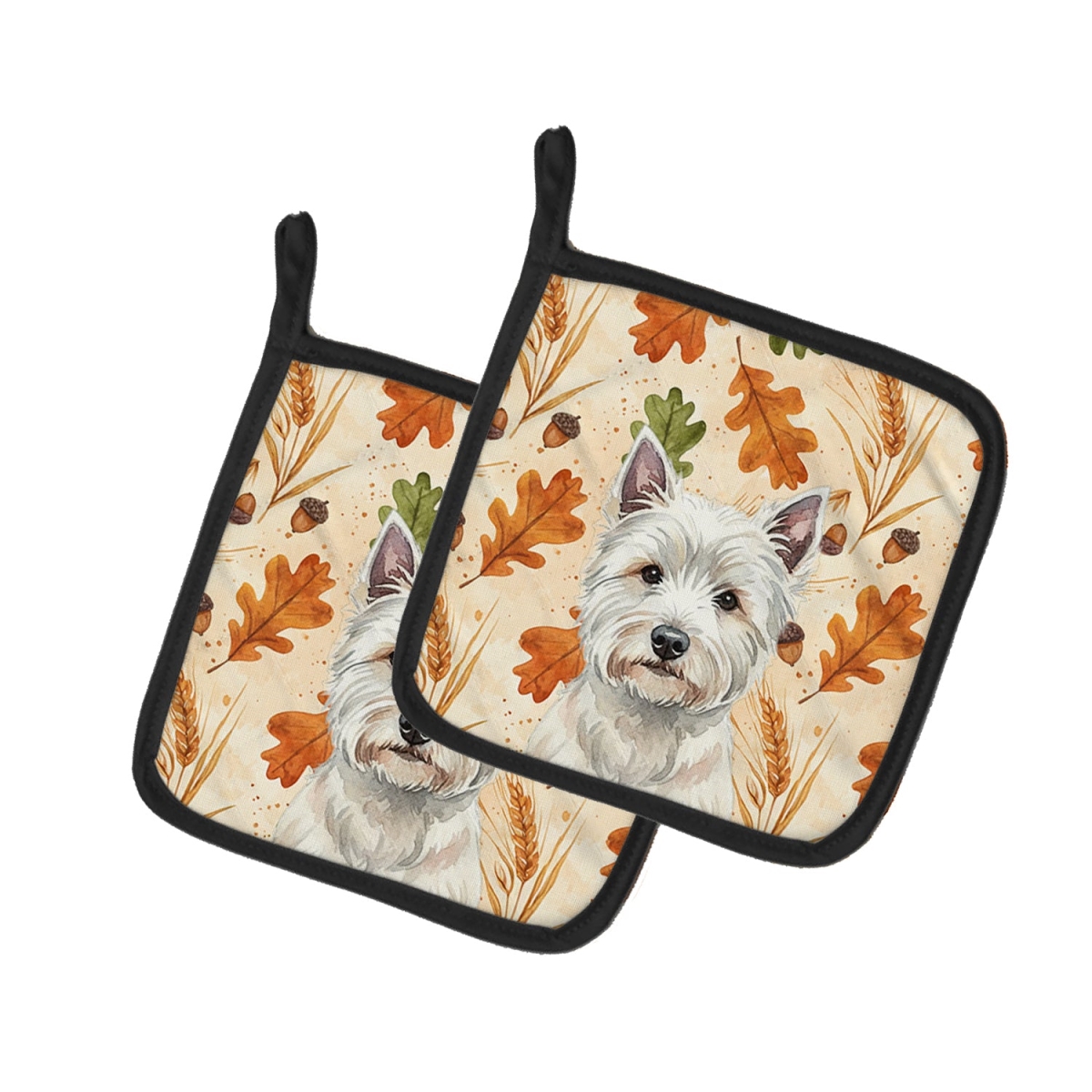 Picture of Carolines Treasures WDK8050PTHD 7.5 x 7.5 in. Westie Heirloom Fall Pair of Pot Holders