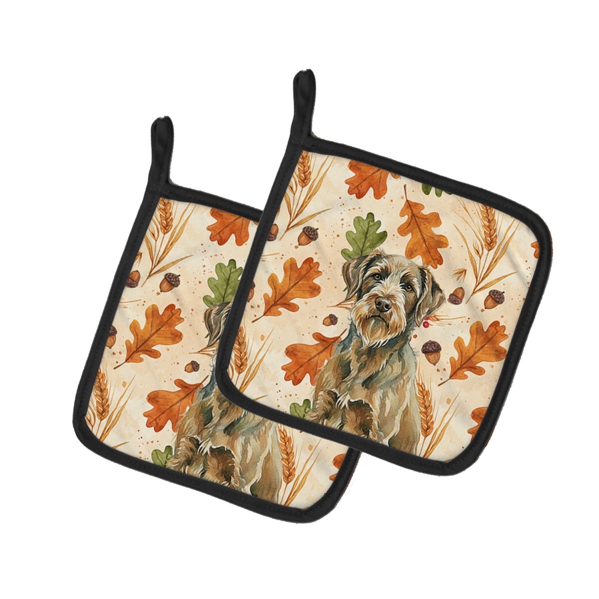 Picture of Carolines Treasures WDK8059PTHD 7.5 x 7.5 in. Chestnut Wirehaired Pointing Griffon Heirloom Fall Pair of Pot Holders
