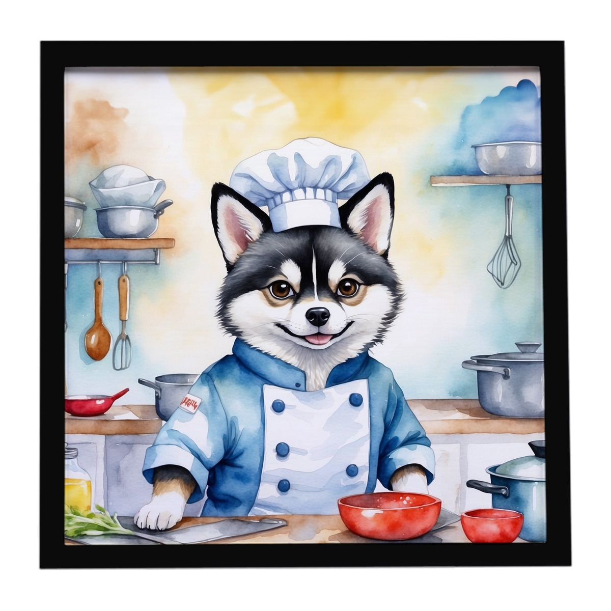 DAC6183MFP88 8 x 8 in. Alaskan Klee Kai The Chef Framed Metal Print