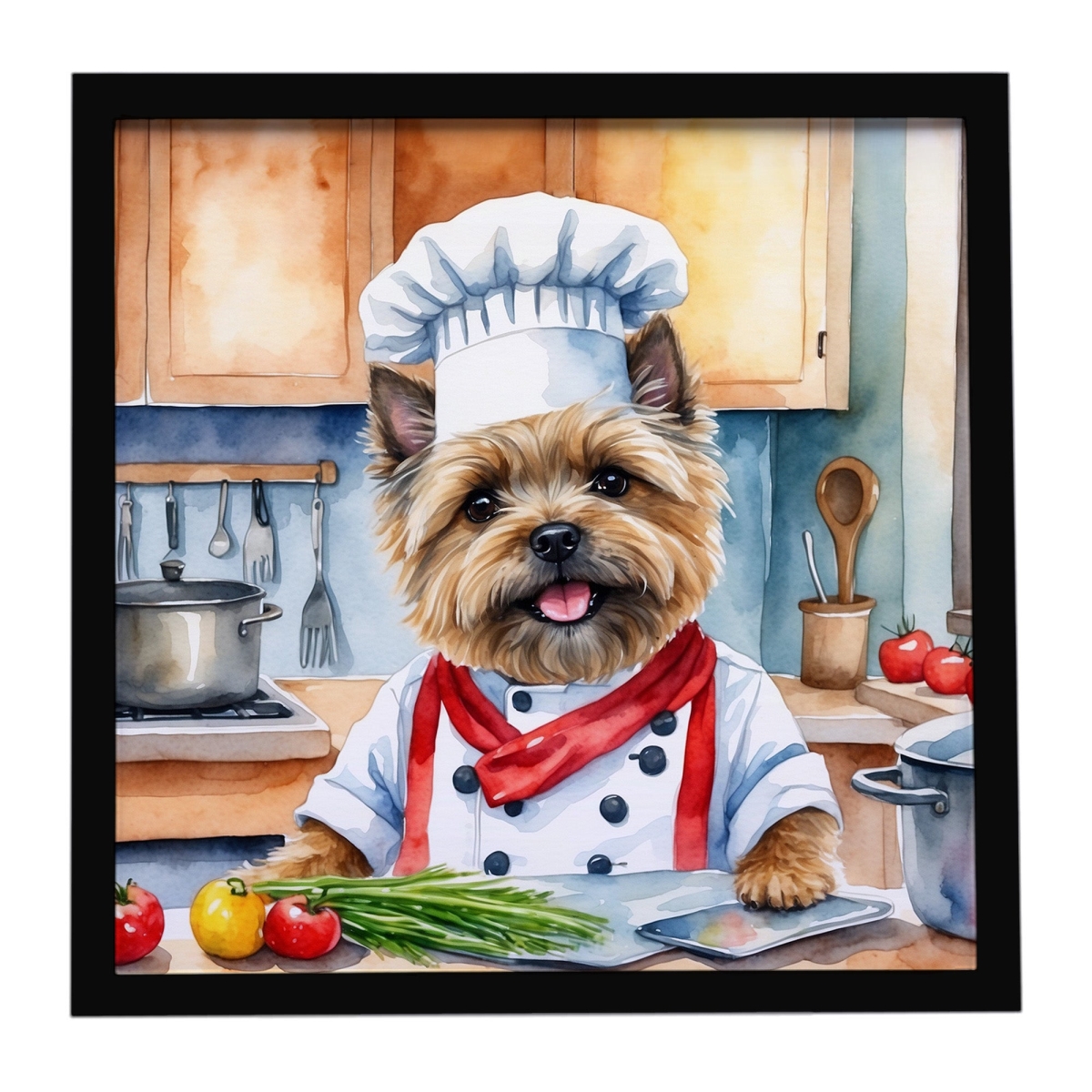 DAC6226MFP88 8 x 8 in. Cairn Terrier The Chef Framed Metal Print