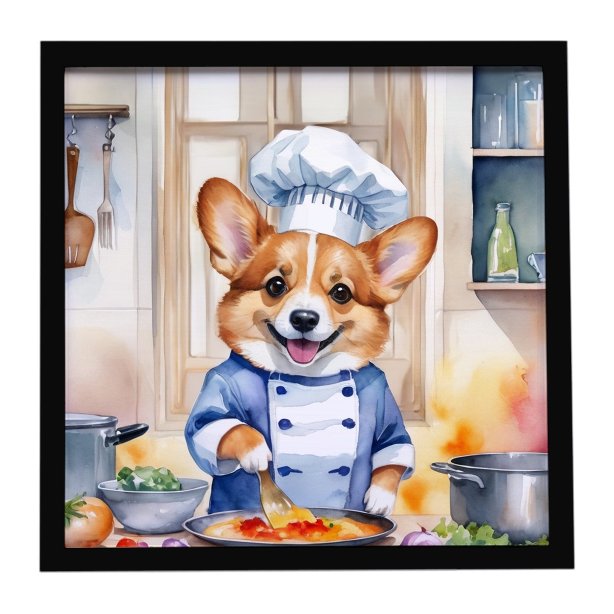 DAC6235MFP88 8 x 8 in. Corgi The Chef Framed Metal Print