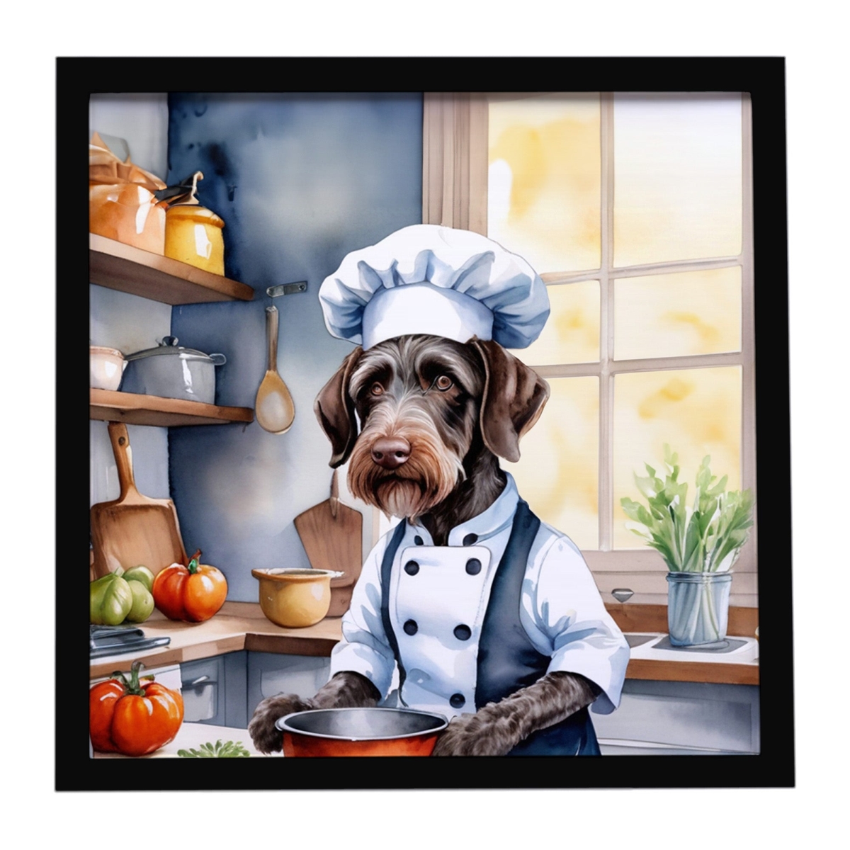 DAC6255MFP88 8 x 8 in. German Wirehaired Pointer The Chef Framed Metal Print
