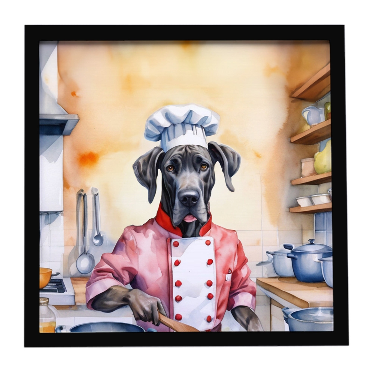 DAC6260MFP88 8 x 8 in. Great Dane The Chef Framed Metal Print