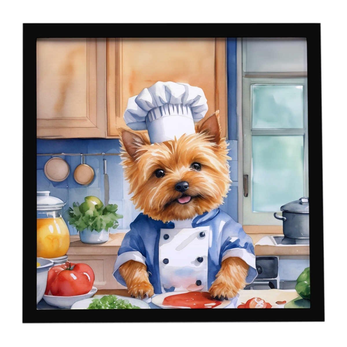 DAC6292MFP88 8 x 8 in. Norwich Terrier The Chef Framed Metal Print