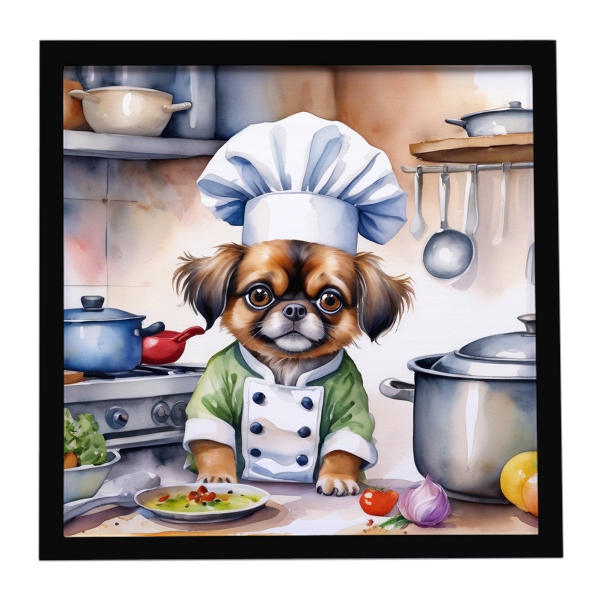 DAC6333MFP88 8 x 8 in. Tibetan Spaniel The Chef Framed Metal Print