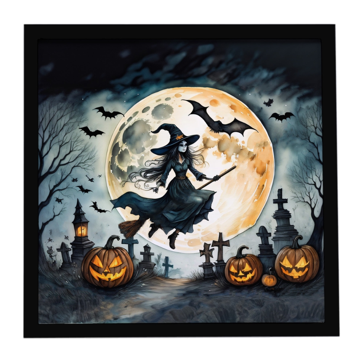 DAC2218MFP88 8 x 8 in. Flying Witch Spooky Halloween Framed Metal Print