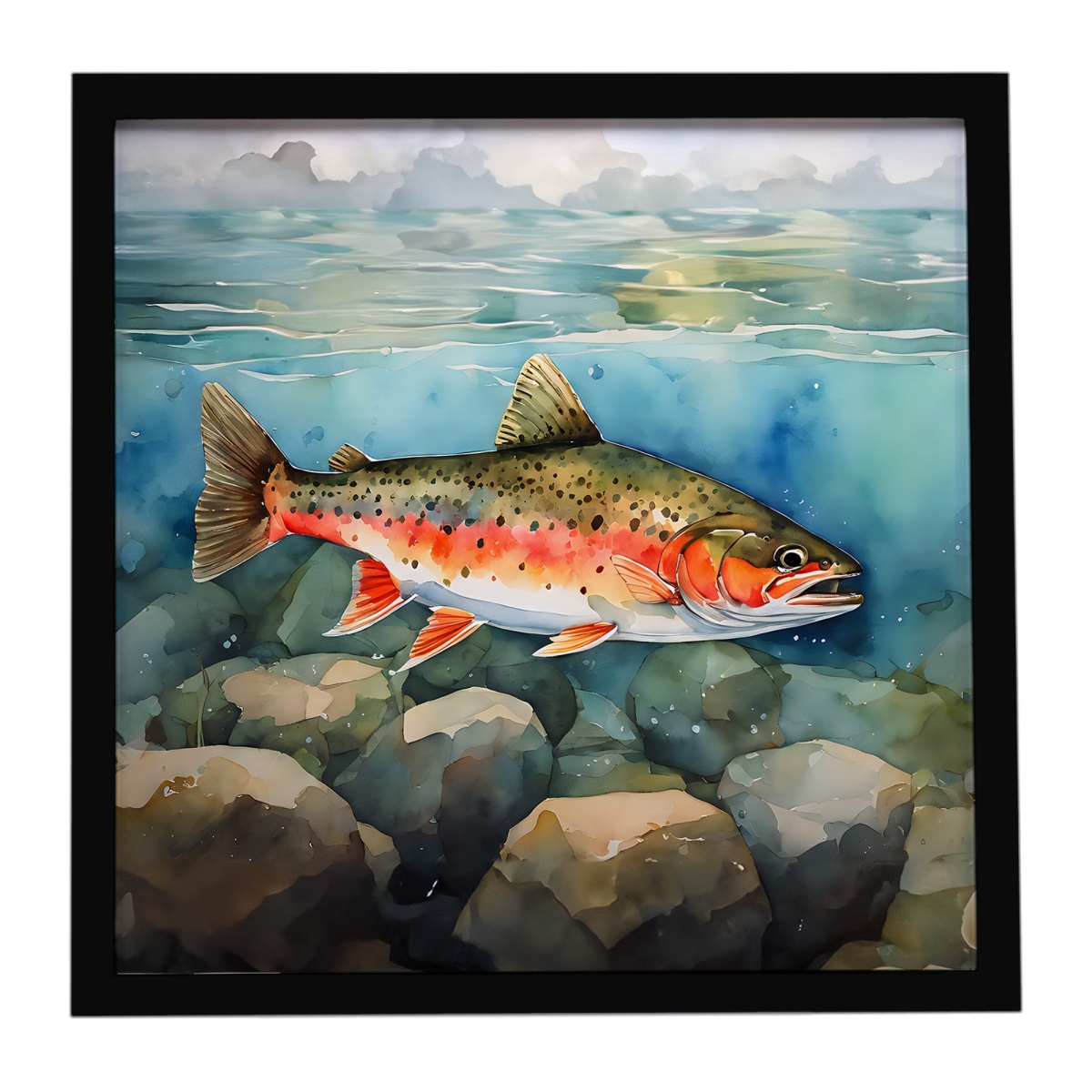DAC2774MFP88 8 x 8 in. Brook Trout Framed Metal Print