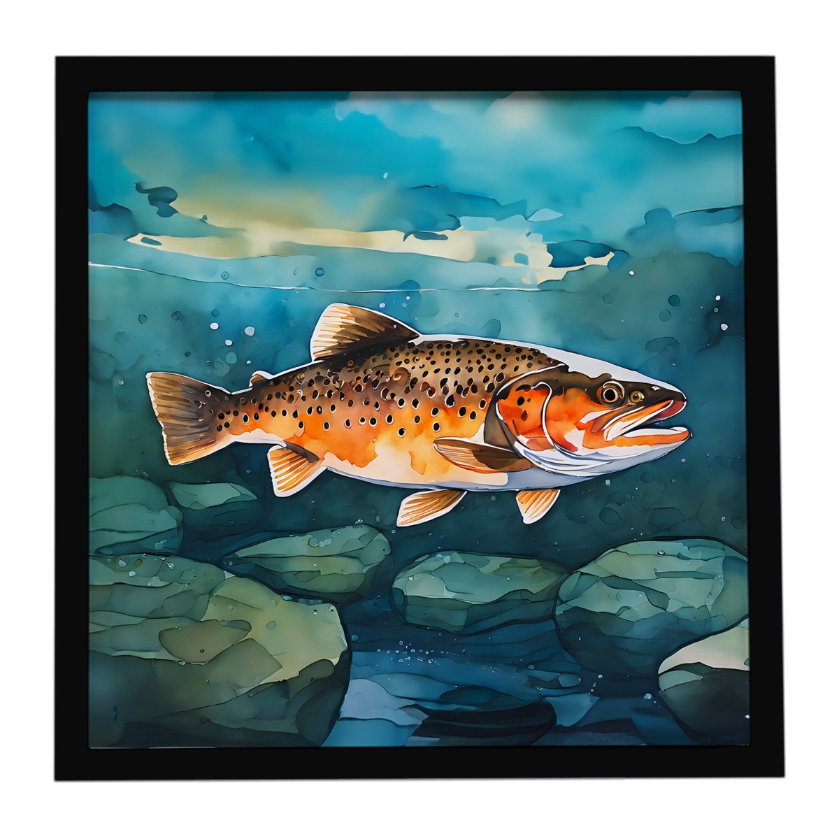 DAC2778MFP88 8 x 8 in. Brown Trout Framed Metal Print