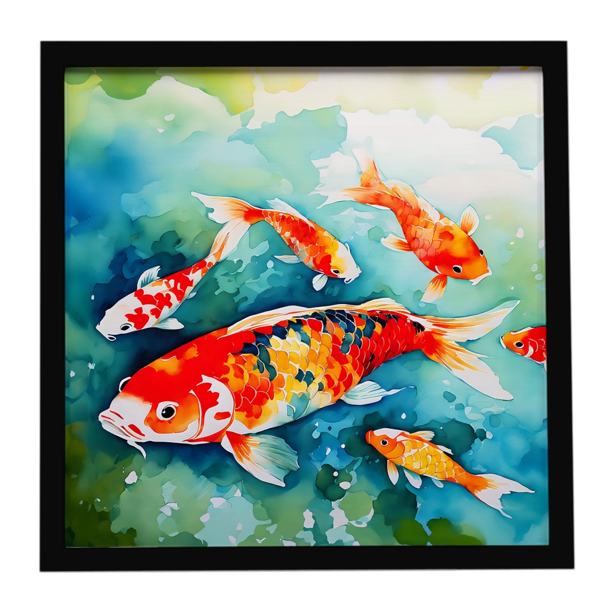 DAC2796MFP88 8 x 8 in. Koi Fish Framed Metal Print