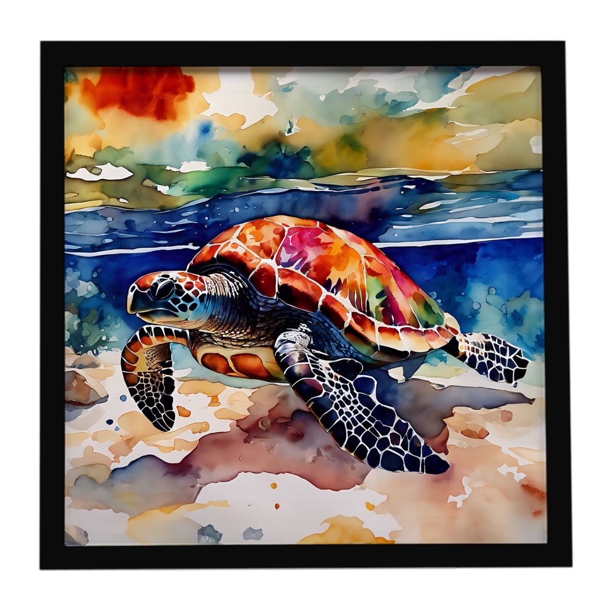 DAC2806MFP88 8 x 8 in. Loggerhead Sea Turtle Framed Metal Print