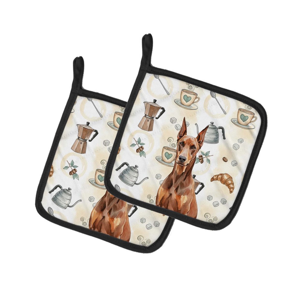 Picture of Carolines Treasures WDK7409PTHD 7.5 x 7.5 in. Red Doberman Pinscher Coffee Bar Pair of Pot Holders