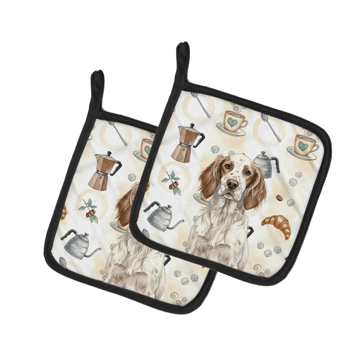 Picture of Carolines Treasures WDK7429PTHD 7.5 x 7.5 in. Liver Belton English Setter Coffee Bar Pair of Pot Holders
