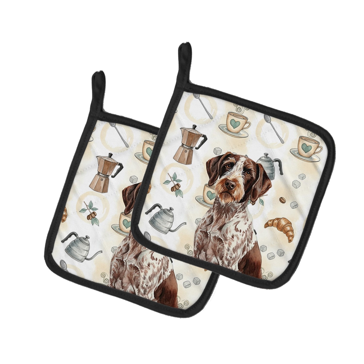 Picture of Carolines Treasures WDK7450PTHD 7.5 x 7.5 in. Roan German Wirehaired Pointer Coffee Bar Pair of Pot Holders