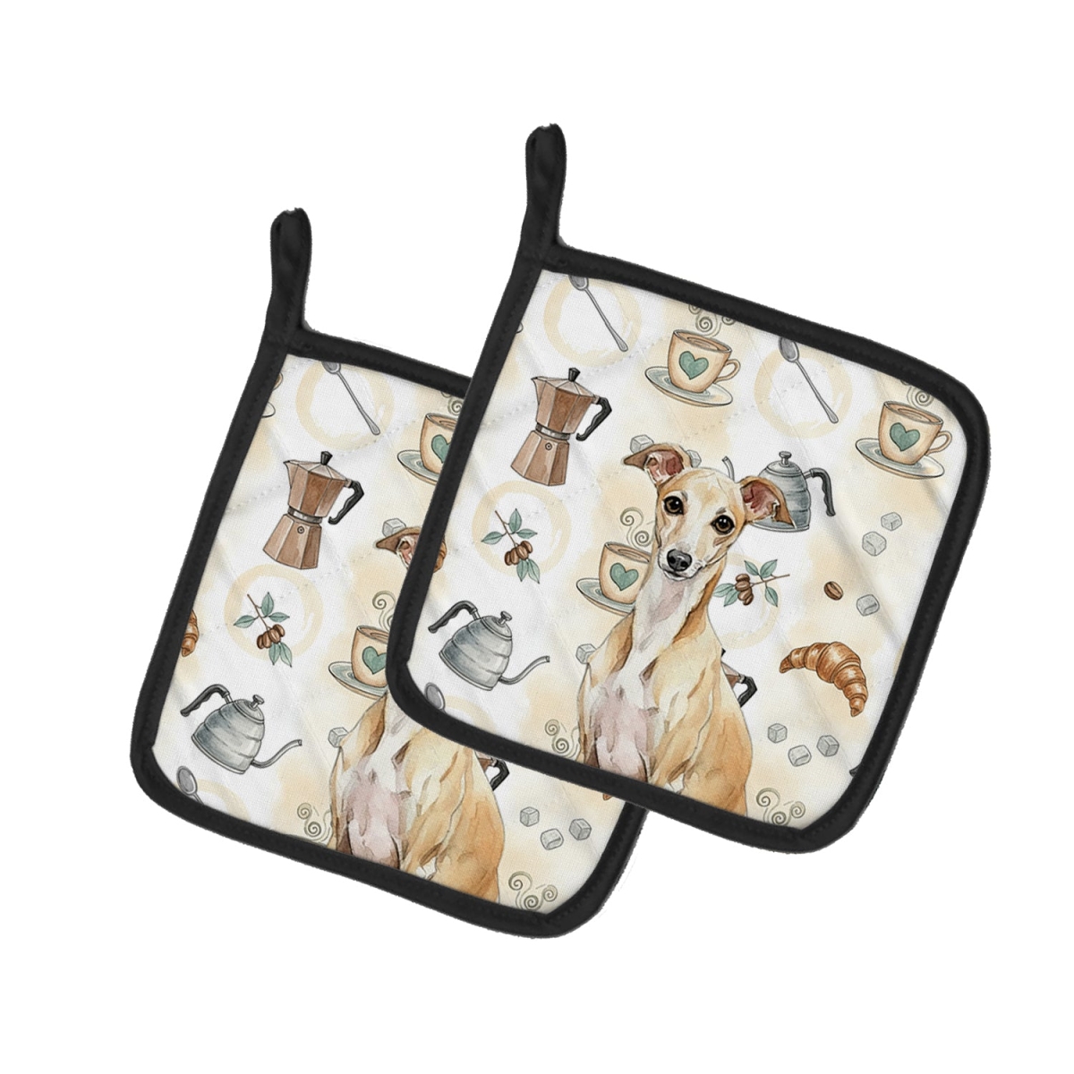 Picture of Carolines Treasures WDK7480PTHD 7.5 x 7.5 in. Fawn Italian Greyhound Coffee Bar Pair of Pot Holders