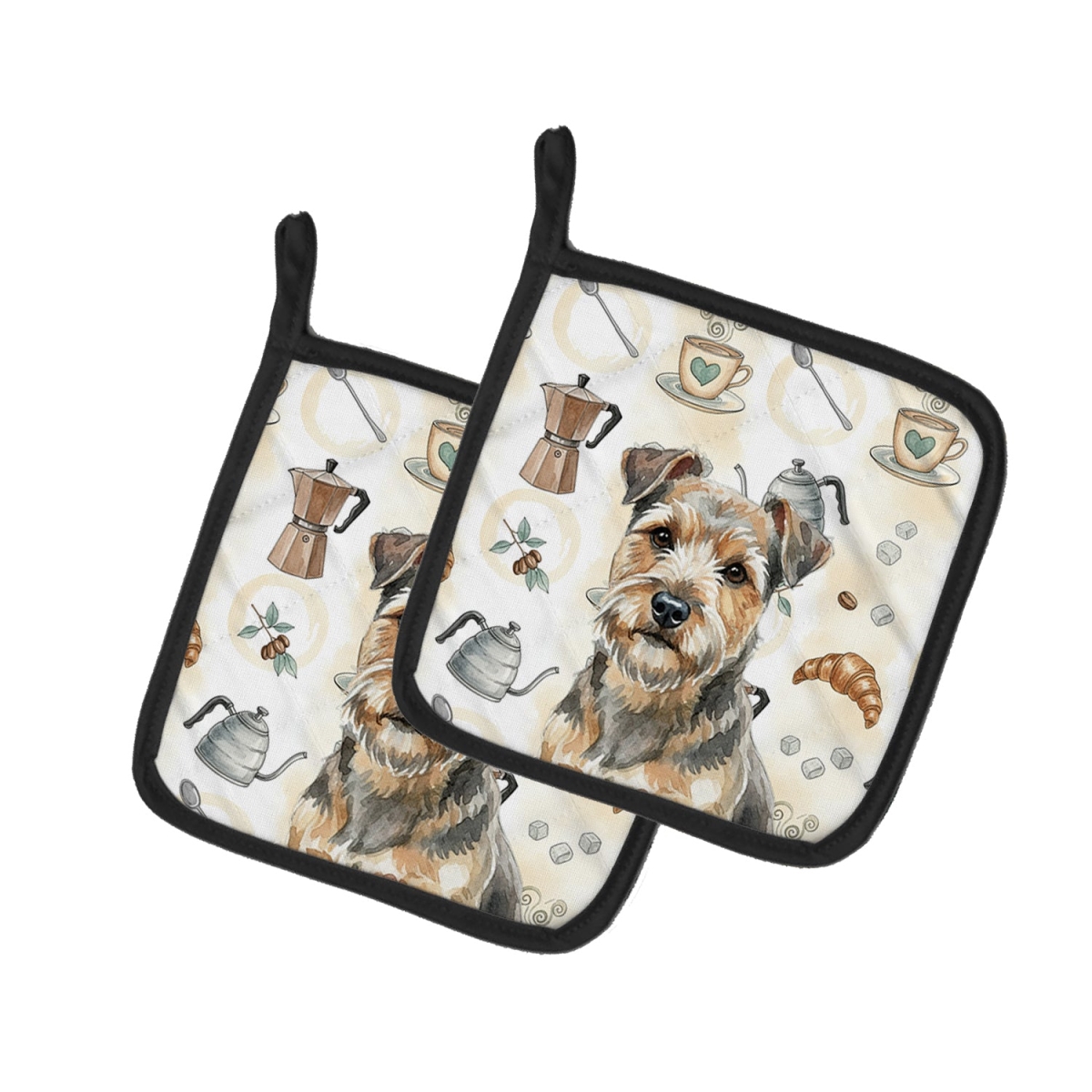 Picture of Carolines Treasures WDK7529PTHD 7.5 x 7.5 in. Grizzle & Tan Norfolk Terrier Coffee Bar Pair of Pot Holders