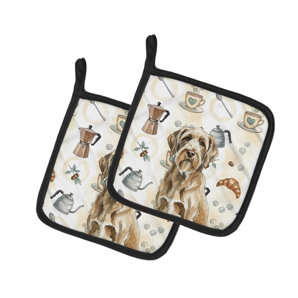 Picture of Carolines Treasures WDK7627PTHD 7.5 x 7.5 in. Spin-one Italiano Coffee Bar Pair of Pot Holders