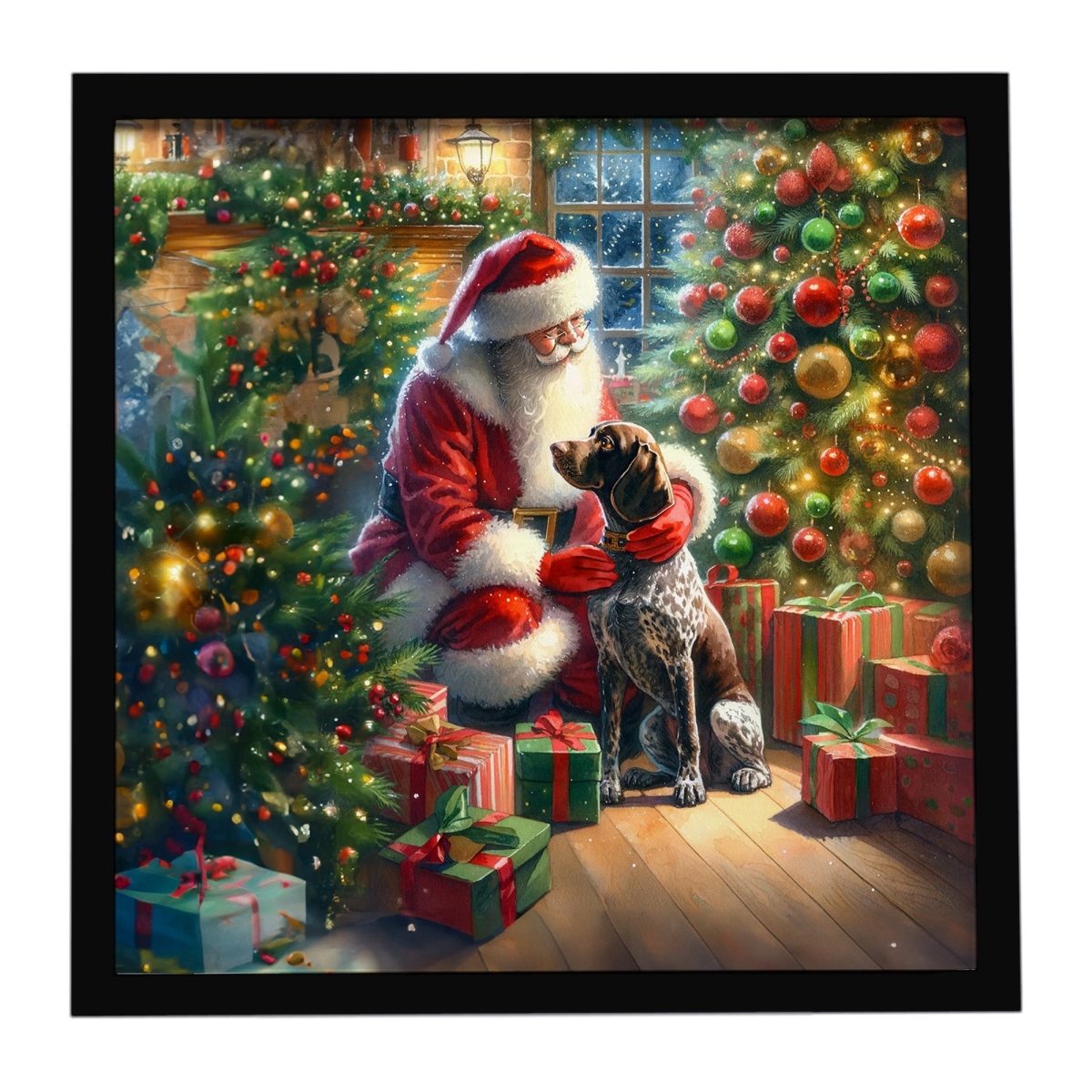 DAC4115MFP88 8 x 8 in. German Shorthaired Pointer & Santa Claus Framed Metal Print