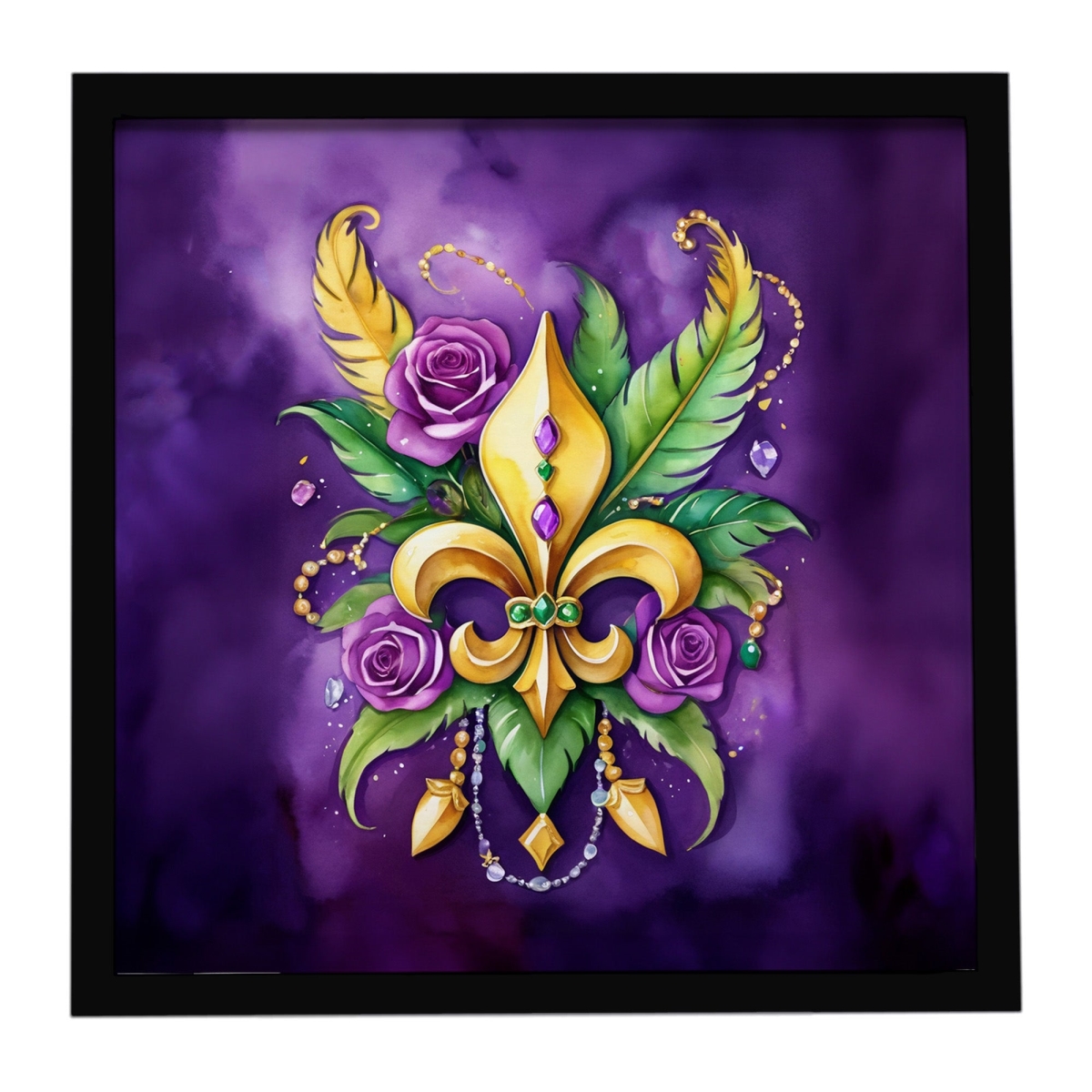 DAC5224MFP88 8 x 8 in. Fleur-de-lis Mardi Gras Framed Metal Print