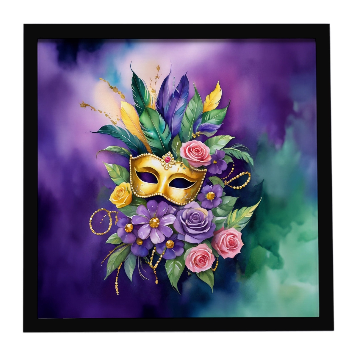 DAC5236MFP88 8 x 8 in. Mask Mardi Gras Framed Metal Print