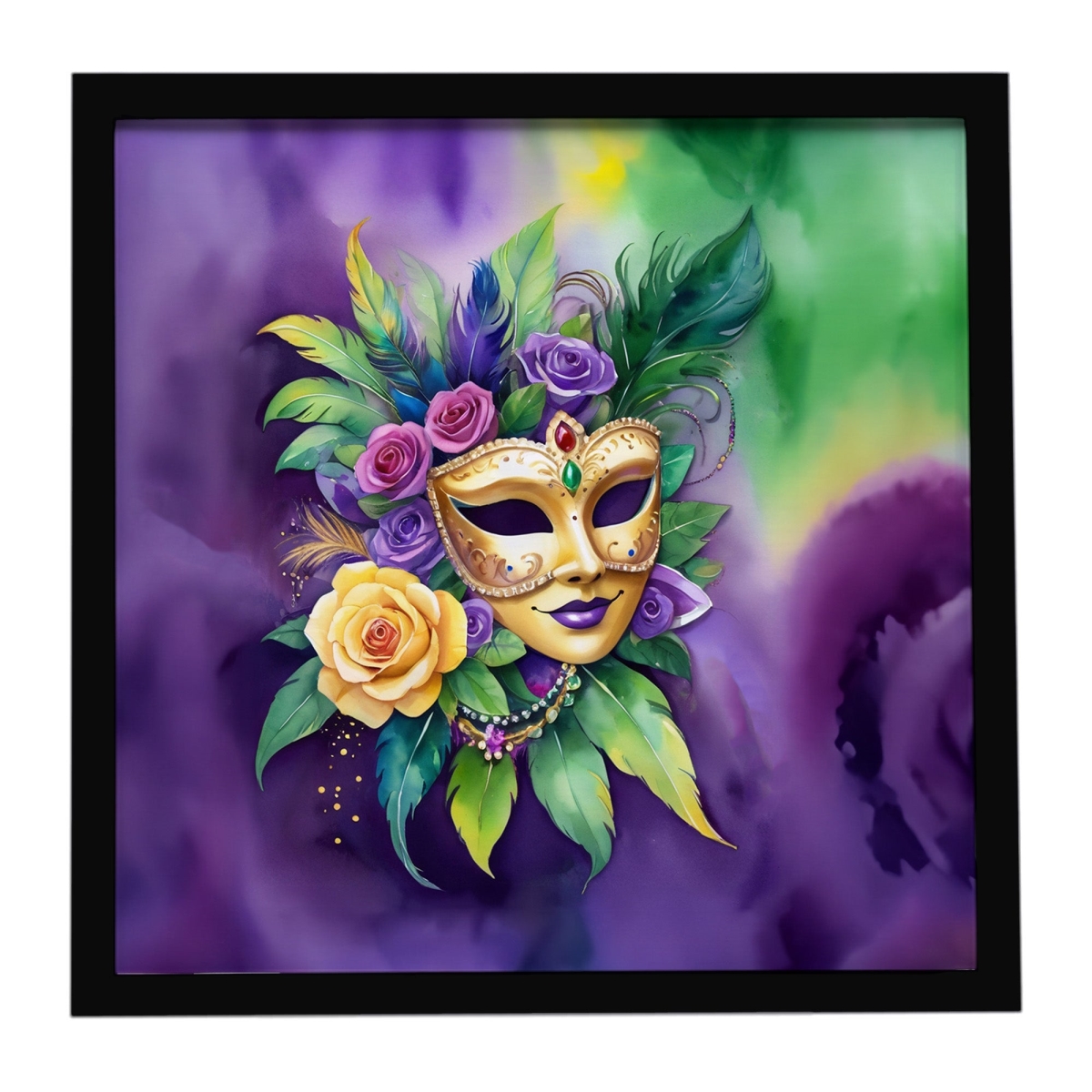 DAC5238MFP88 8 x 8 in. Mask Mardi Gras Framed Metal Print