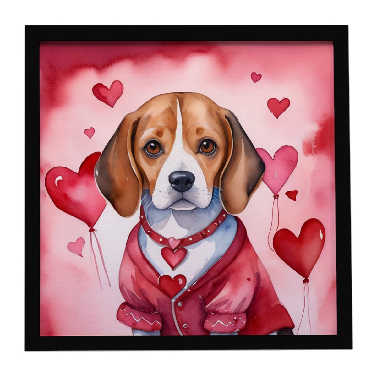DAC5274MFP88 8 x 8 in. Beagle My Valentine Framed Metal Print