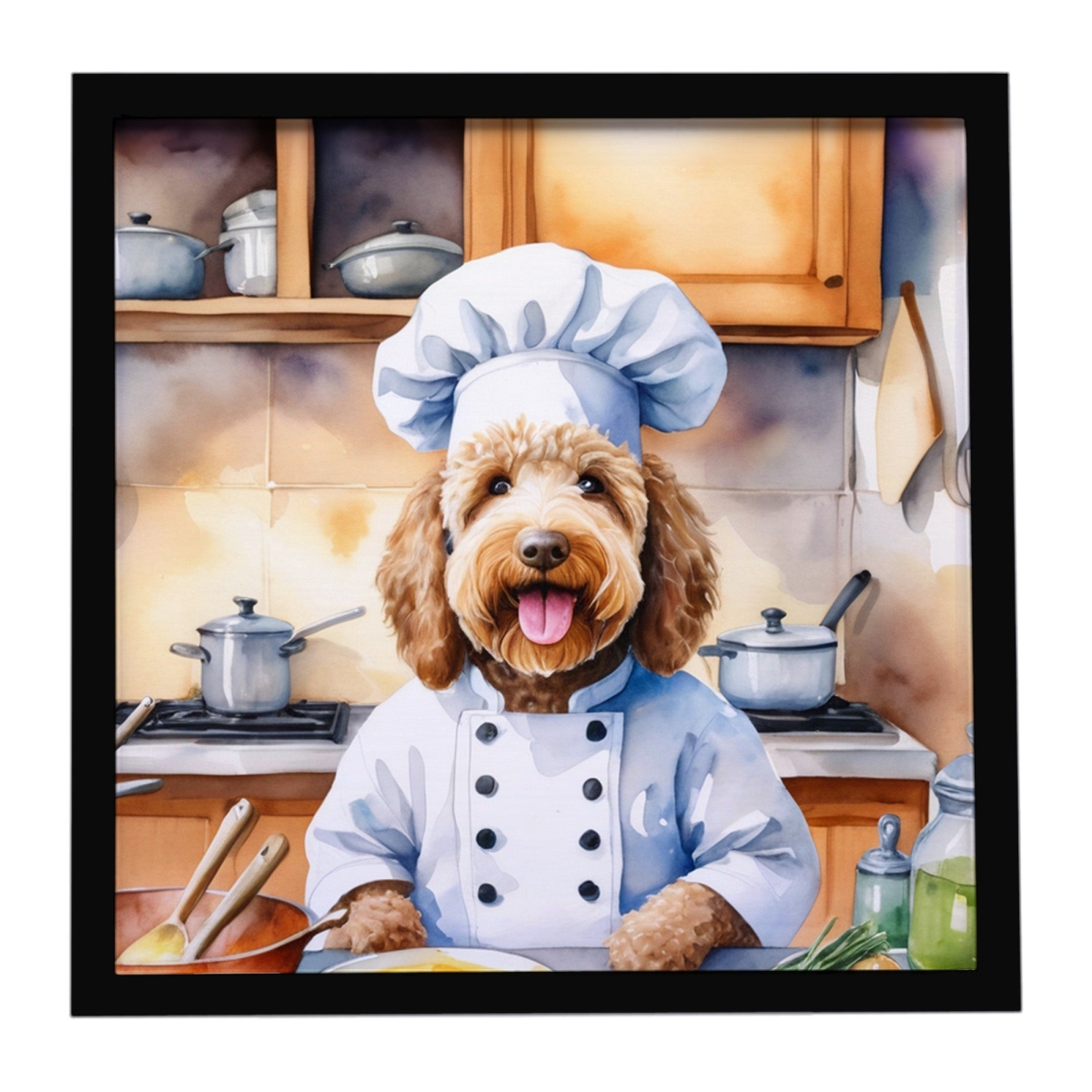 DAC6280MFP88 8 x 8 in. Labradoodle The Chef Framed Metal Print