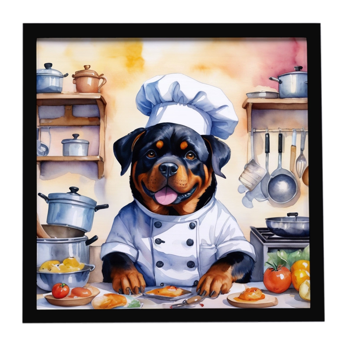 DAC6316MFP88 8 x 8 in. Rottweiler The Chef Framed Metal Print