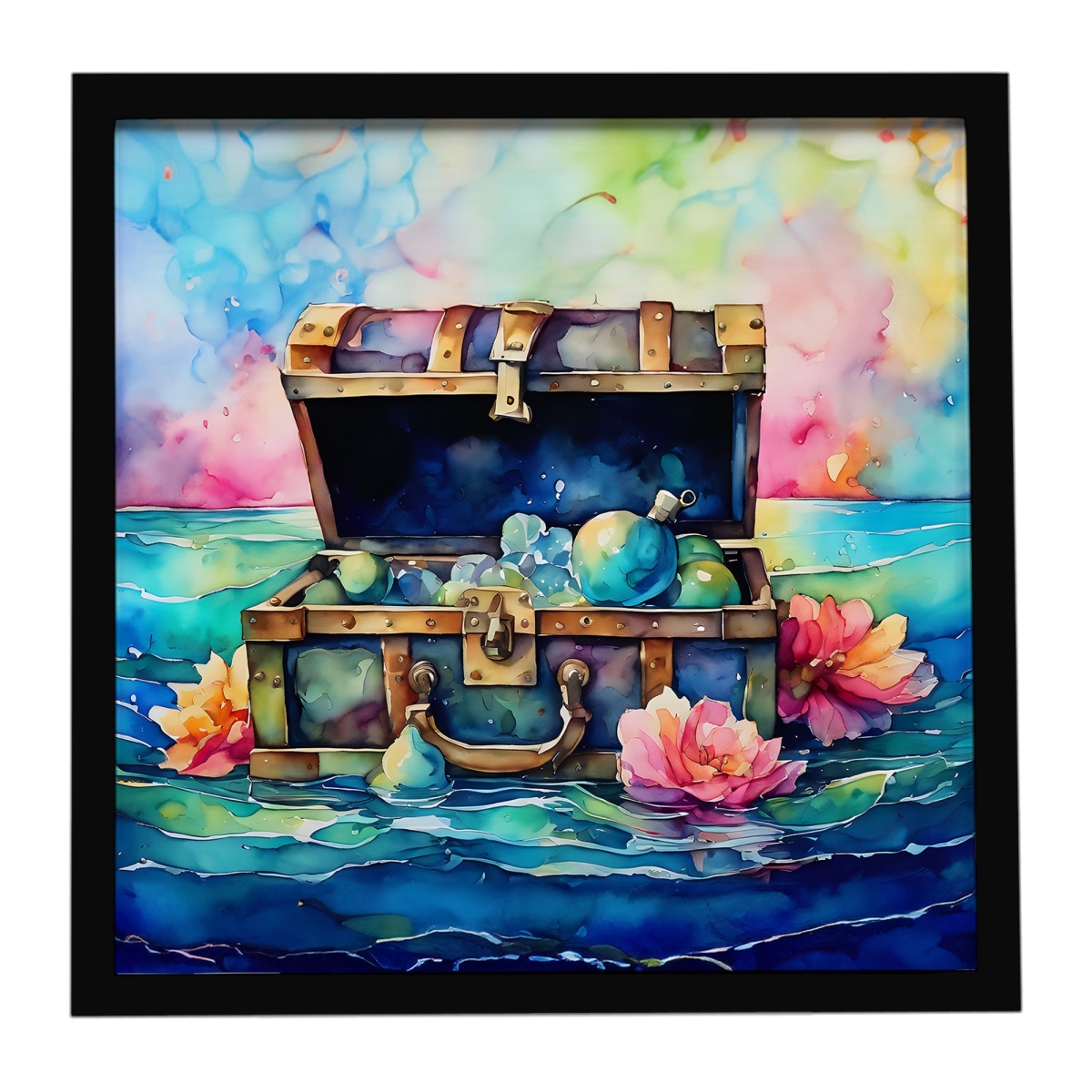DAC2836MFP88 8 x 8 in. Treasure Chest Framed Metal Print
