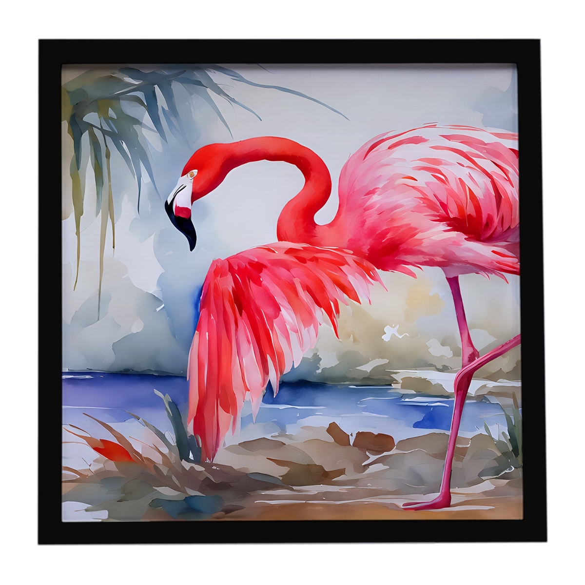 DAC2864MFP88 8 x 8 in. Flamingo Framed Metal Print